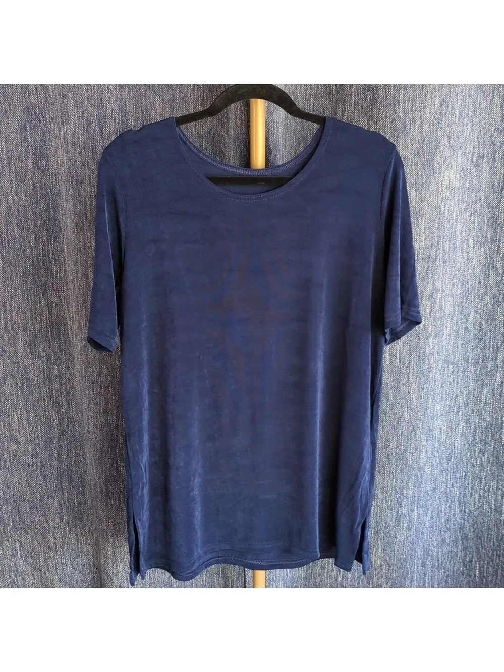 Lounge Set Blue Top and Pants Two Piece Knit Comfort Relaxed Fit, Medium